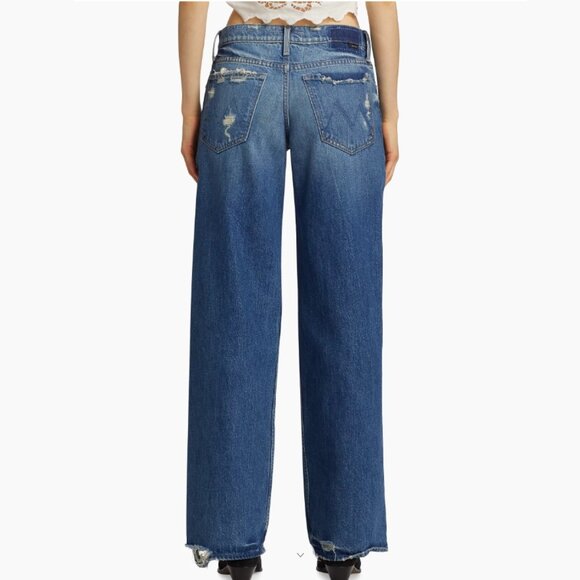 MOTHER Blue Distressed Wide Leg Jeans - Picture 5 of 16
